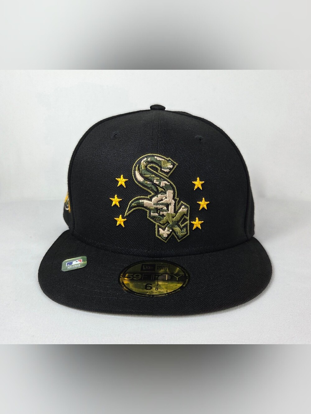 New Era Chicago White Sox 6 7/8 Military Black Fitted Hat On Field Cap 59 Fifty